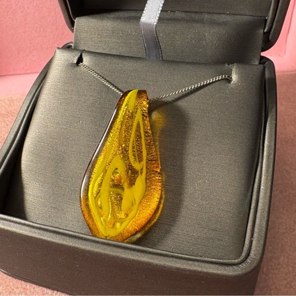 Yellow Murano Glass Pendant on a Sterling Chain